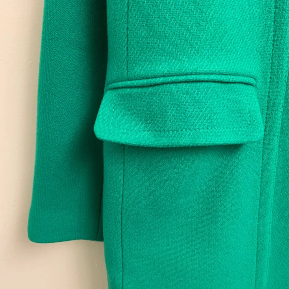 J Crew Women’s Wool Blend Emerald Green Long Two Way Zip Coat Jacket Size 12 - Picture 3 of 16
